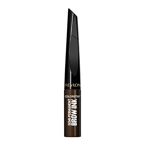 Revlon ColorStay 5-in-1 Semi-Permanent Brow Ink with Spoolie Brush, Waterproof, Transfer-proof, Smudge-proof, Easy to Remove Eyebrow Makeup , 355 Dark Brown Ink, 0.09 fl oz.