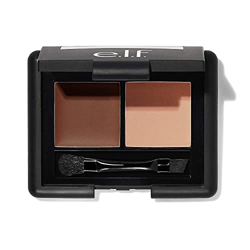 e.l.f, Eyebrow Kit, Brow Powder and Wax Duo, Long Lasting, Defines, Shapes, Fills, Contours, Medium, Fuller, Thicker, More Defined Brows, Brush Included, 0.13 Oz