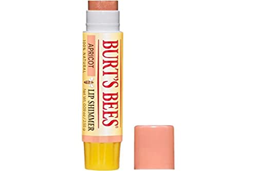 Burt's Bees Lip Balm Valentines Day Gifts for Her, Moisturizing Lip Shimmer Spring Gift for Women, for All Day Hydration, with Vitamin E & Coconut Oil, 100% Natural, Apricot, 0.09 Ounce