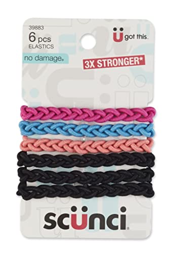 Scunci Everyday and Active Strand Elastics | Assorted Colors | 6-Pcs per Pack | 1-Pack