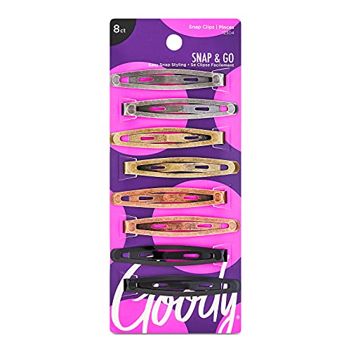 Goody Metal Contour Hair Snap Clips - 8 Count, Assorted Colors - Just Snap Into Place - Suitable for All Hair Types - Pain-Free Hair Accessories for Women and Girls - All Day Comfort