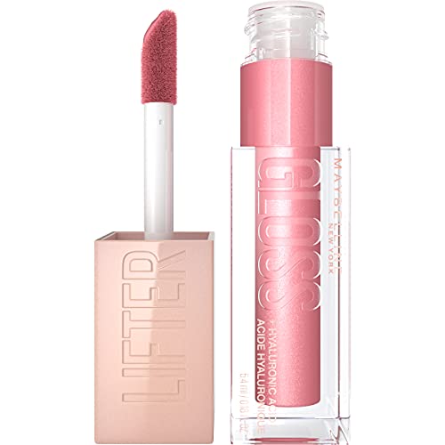 Maybelline Lifter Gloss, Hydrating Lip Gloss with Hyaluronic Acid, High Shine for Fuller Looking Lips, XL Wand, Brass, Pink Neutral, 0.18 Ounce