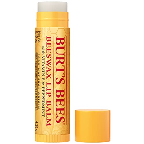 Burts Bees 100% Natural Origin Moisturizing Lip Balm, Original Beeswax, 100% Natural Origin, 0.15 Ounce Tube, Pack May Vary