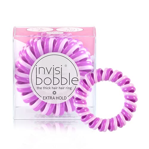 invisibobble Extra Hold Traceless Spiral Hair Ties - The Secret Purple - Strong Elastic Grip Coil Accessories for Women - No Kink, Non Soaking - Gentle for Girls Teens and Thick Hair