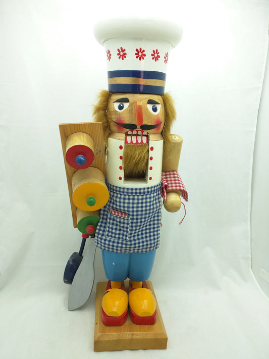 20" Chef Nutcracker Santa'S Workbench Wooden Wood Large