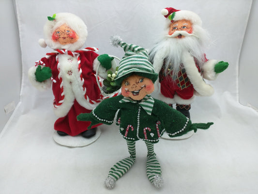 2007 Santa Mr Mrs Claus 10 Basket 2006 Annalee Candy Cane Green Elf 8