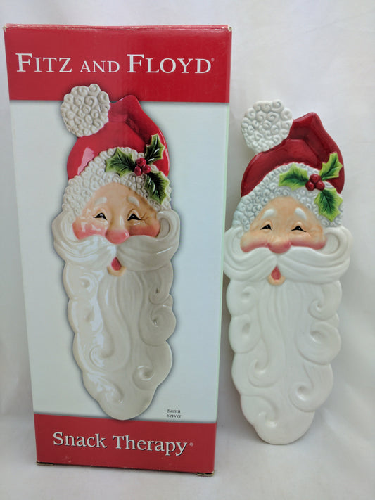 Santa Server Tray Fitz And Floyd Snack Therapy Ceramic