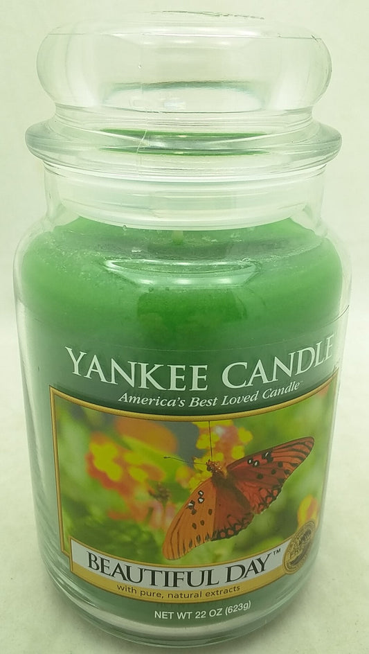 Beautiful Day 22 Oz Jar Yankee Candle Festive Unused Green