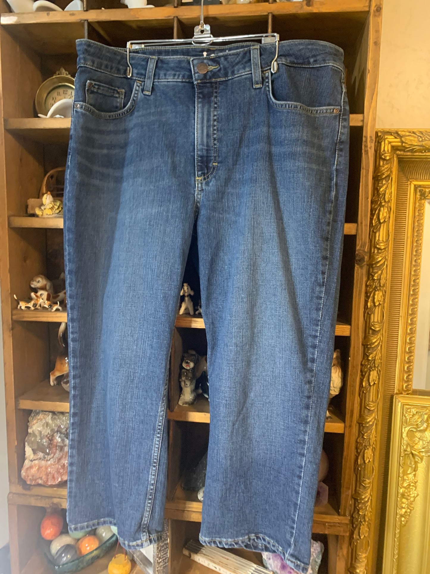 16M Lee Womens Pants Stretch denim Capri blue